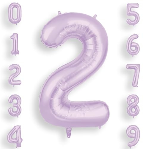 AOOSU Purple Helium Balloons, 40 Inches Number Balloons 2, Foil Birthday Balloon for Birthday Anniversary Wedding Party Decorations Celebration Supplies for Girls Women Men Boys