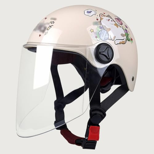 Demi-Casque De Moto Enfant, Homologué ECE 22.06, avec Visière Solaire, pour Garçons Et Filles De 3 À 12 Ans, Casque De Trottinette Enfant A,48-54cm