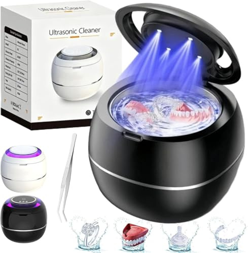 Pulitore ad ultrasuoni UV: portatile 45 kHz 180 ml detergente multifunzione per gioielli, fermi, protesi e occhiali da vista