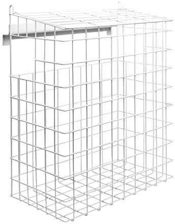 Letterbox Cage Indoor Mail Catcher – No Screws Required – White Iron Post Box Basket with Lift-Top – Pet-Safe Door Guard – Universal Fit for uPVC Wood Metal – 39x32x16.5cm | M&W