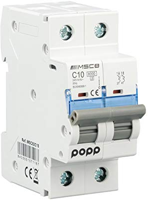 POPP® Interruptor Automático Magnetotérmico industrial CURVA C 1P 2P 3P + 6A 10A 16A 20A 25A 32A 40A 50A 63A … (2P, 10A)