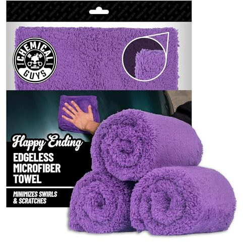 Chemical Guys MIC34803 Happy Ending Ultra Plush Randloses Mikrofaser-Handtuch, Violett, 40,6 x 40,6 cm