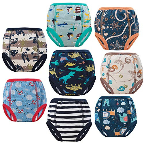 FLYISH DIRECT Pantalones de Entrenamiento para bebés, Bragas de Aprendizaje Reutilizables, pañales de algodón Puro, Ropa Interior para bebés, 8 Piezas, 4T