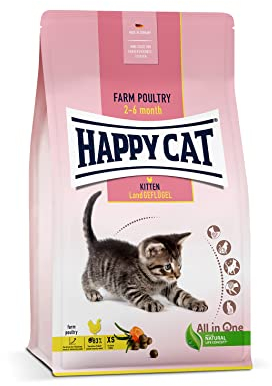 Happy Cat 70534 - Young Kitten Land Geflügel - Katzen-Trockenfutter für Katzen-Babys ab der 5. Lebenswoche - 300 g Inhalt