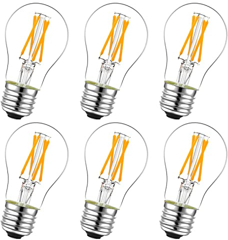 LiteHistory E26 LED Bulb 6W Equivalent 60 Watt Light Bulb Non-Dimmable A15 led Edison Bulb for Ceiling Fan,Wall sconces,Fridge,Desk lamp Warm White 2700K 600lm AC120V Clear 6 Pack