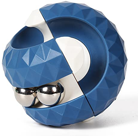 Yiran Rotating Cube Bead Orbit Ball Maze Ball Fidget Hand Spinner Sensory Toys Anxiety and Stress Relief Fingertip Gyro Educational Puzzle Games for Interactive Toys Kids and Adult - Blue