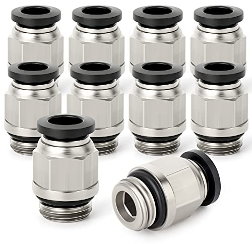 TAILONZ PNEUMATIC Straight 8mm Tube OD x 1/4 Inch G Thread Push to Connect Fitting with Sealing Ring PCG8-02 (Pack of 10)
