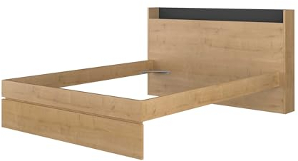 Doppelbett Sanna 180x200 - Dekor Eiche hell/ schwarz