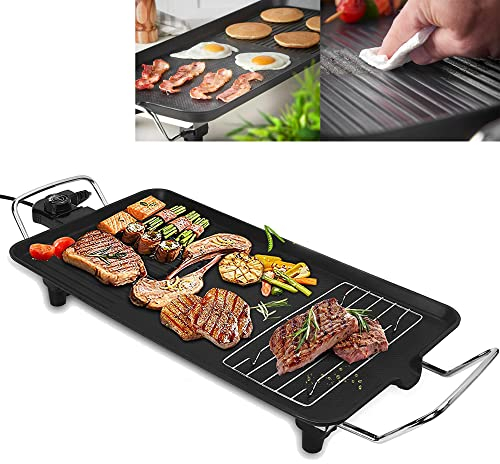 Large Electric Health Griddle Grill Non-Stick Teppanyaki Pan 1500W - Hot Plate, Adjustable Temperature, For Home, Kitchen, Indoor, BBQ, Garden – Easy Clean, Portable