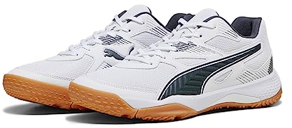 PUMA Unisex Solarflash Ii Indoor Court Shoe, White Shadow Gray Gum, 43 EU