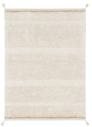 Lorena Canals Bloom Waschbarer Teppich in natürlicher Farbe. Für Schlafzimmer, Wohnzimmer, Eingangsbereich. Handgefertigt aus Baumwolle. Größe: 1,4 m x 2 m