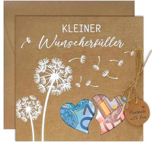 Wunscherfüller Geldgeschenke Verpackung mit Umschlägen Grußkarte - originelle Pusteblume Geldgeschenk für Geburtstag, Konfirmation, Jugendweihe, Reise - ideen Geschenke für Männer und Frauen