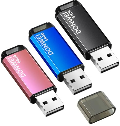 DONWEI USB-minne 64 gb, minnessticka, USB-minne 2,0-blå-3 st