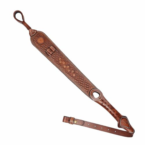 TOURBON Cowhide Leather Rifle Sling Hunting Gun Carry Strap with 243, 30-06, 30-30 Ammo Holder Loops Handmade Gift