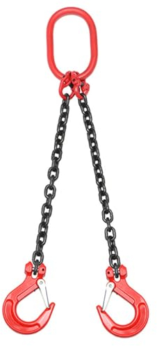 Eslinga De Cadena De 2 Hilos, Cadena De Grúa 1m 2t Cadena Forestal Cadena De Transporte Cadenas De Eslinga con Cadena De Gargantilla De ø6mm Gancho con Cabeza De Horquilla Cadena De Acero