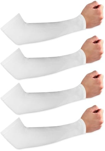 RHHGHY Manguitos unisex de 2 piezas Manguitos transpirables anti-UV Mangas para brazos para voleibol, ciclismo, baloncesto, correr, trabajo al aire libre, juego, 2 Pares Blancos, M
