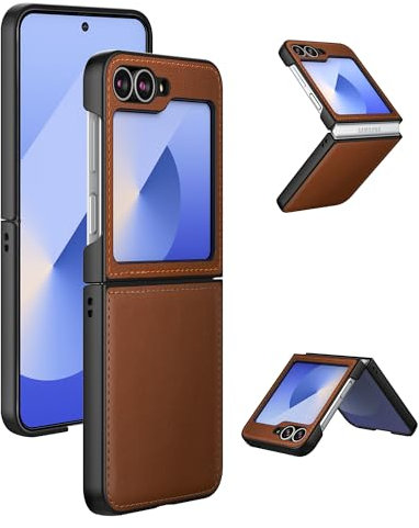 Cresee Hülle für Samsung Galaxy Z Flip 6 / Z Flip 7 FE, PU Leder Handyhülle Case Schutzhülle Cover für Galaxy Z Flip6 / Z Flip7 FE, Braun