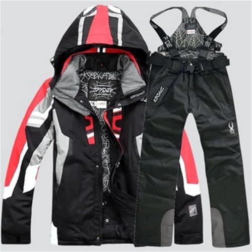 GXQFF Herren-Skianzug, Skijacke Und Hose, Skisport Dick 2-teiliger Schneeanzug, Lässig Im Freien Wind- Für Outdoor-Schnee-Skijacke Und Hosen-Set-B||L