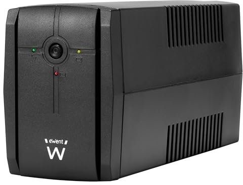 Ewent SAI Sistema de alimentación Ininterrumpida 780VA (390W) 250V, protección contra la sobretensiones y apagones, 10 min de autonomía, 2 x Schuko EU, AVR Line Interactiv para PC, módem, Consola