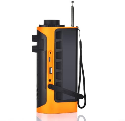 Radio a energia solare, radio AM/FM portatile con caricatore a manovella per telefono cellulare USB, torcia a LED, allarme SOS, per campeggio ed escursionismo