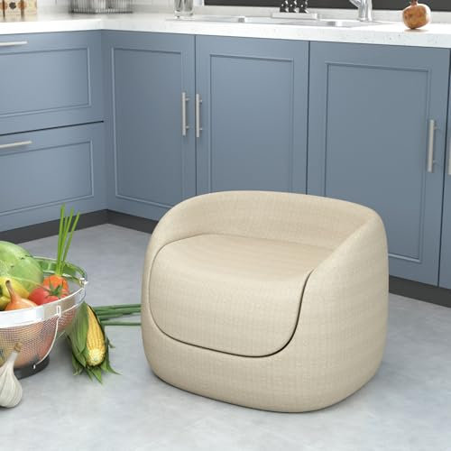 Virzen Bedside Commode, Portable Toilet Bedside Commode Chair with Bucket and Lid, EPP Toilet Chair, Multifunctional Bath Chair for Bathroom Adjustable Height Elderly Pregnant Women Sturdy (milky)