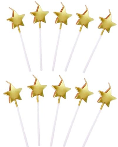JJiaoLinin Candeline Compleanno a Stella,10 pezzi Particolari Candele di Compleanno a Forma Stella per la Festa di Compleanno Anniversario di Matrimonio Fidanzamento Decorazione,Oro