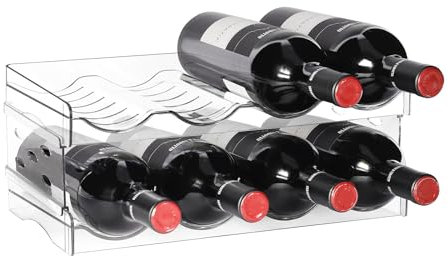 BoxedHome Stapelbarer Flaschenhalter Weinflaschen Halter Weinregal Wein, Flaschen Organizer, Flaschenregal Kühlschrank, Flaschenhalter Küche für Kühlschrank,Schrank,Büro (2 Stück 8 Flaschen)