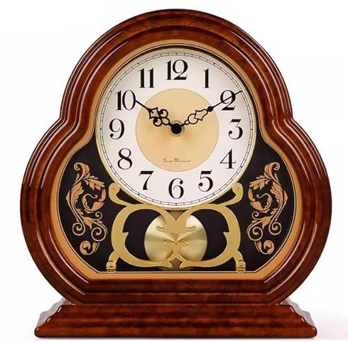 Reloj de mesa de madera, reloj de mesa vintage silencioso para sala de estar y escritorio de oficina, decoración ideal para el hogar para estantes y sobre chimenea - Reloj decorativo atemporal