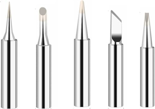 5PCS Soldering Iron Tips - Copper Replacement Welding Tips - Lead Free Solder Tips - Fast Heating & Durable - for DIY Electronic Repairs & Professional Soldering (Silver)