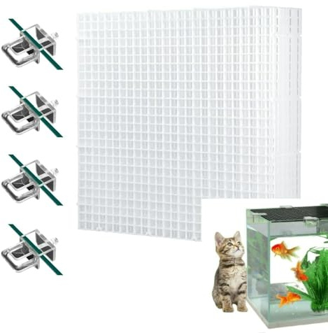 Genérico Tapa de Acuario, 8 Piezas de Cubierta para pecera, Transpirable, cortable, Cubierta antisaltos para Evitar Que los Peces salten Fuera de los Tanques y Mascotas Reptiles escapen, 30 x 30 cm