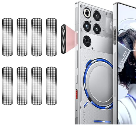 GIOPUEY Mesh anti-damm metallklistermärke för Nubia Red Magic 11 Pro, högtalare och kylarventil [4 + 4-pack] – svart