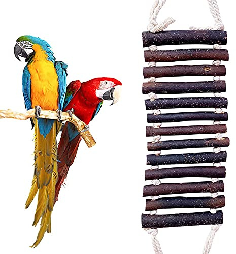 Dpofirs Pont échelle à Oiseaux, Balançoire en Bois, Cage à Perroquets à 13 Marches, Jouet pour Oiseaux de Petite et Moyenne Taille