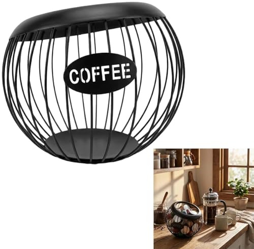 Organizador de cápsulas de café metálico, soporte para cápsulas, almacenamiento para café en cápsulas, gran capacidad, organizador de café en cápsulas para mostrador y cocina, negro
