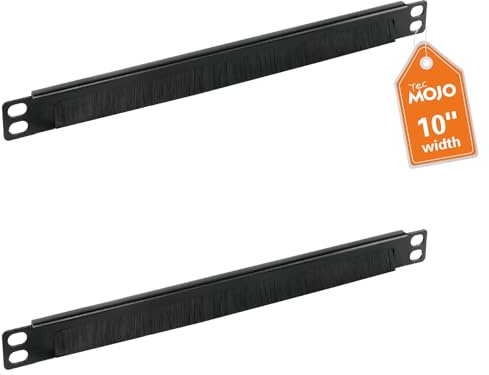 Tecmojo 10 Pulgadas 0,5U Panel de Cepillo de Gestión de Cables para Armarios de Servidores de 10 de Ancho, Organizador de Cables para Armarios de Red, 2 Unidades, Negro