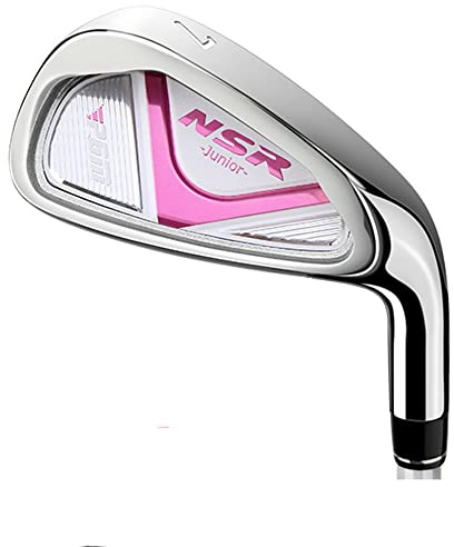 NSR #7 Fers de golf pour enfant droitier en acier inoxydable pour entraînement des garçons et filles (rose, 9 à 12 ans)