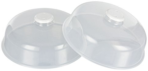 Kigima Lot de 2 couvercles pour Micro-Ondes avec poignée et Ventilation (Transparent, 24,5 cm)