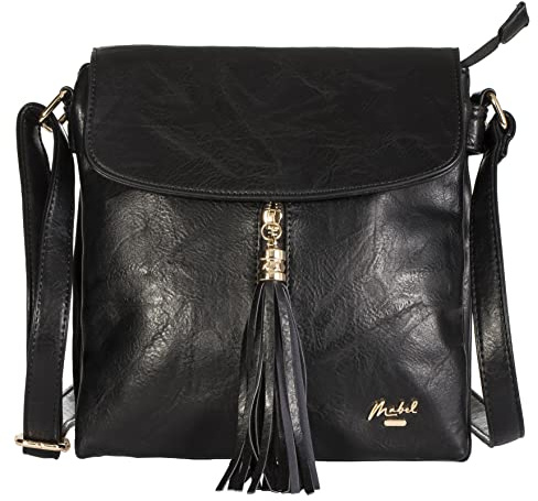 Mabel Women’s Cross Body Handbags - Trendy Messenger Long Shoulder Strap Bags (Design 3 - Black)