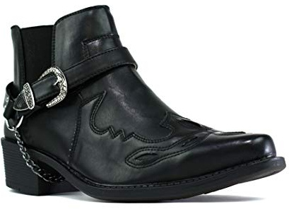 New Men Cuban Heel Chain Buckle Ankle Smart Boot UK Size 6-12 (UK 11, Black)