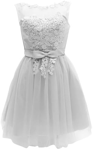 Amosfun Robe De Soirée Femme Courte en Dentelle Robe De Demoiselle d'honneur Fine Taille S pour Mariage Bal Cérémonie Baptême Anniversaire Et Séance Photo