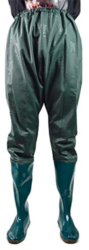 QTDZ Natsifs Hommes Pantalon Pêche, 100% Imperméable Épaissir Bottes Caoutchouc avec Taille Élastique, PVC Léger Soft Wattaks Pantalon Agricole + Chaussures Démarrage, 110Cm, Vert,Bleu,40 EU