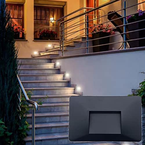 TOT ELECTRIC Segnapasso led incasso 3W per cassetta scatola 503 220V applique 3 moduli per esterno interno lampada da parete nero luce notturna Bianca fredda