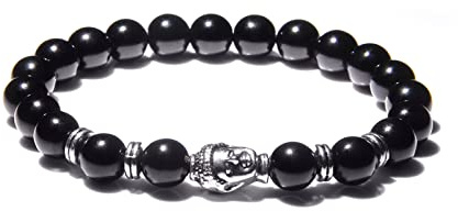 8 mm kungligt blå tigeröga armband män silverfärg Buddha huvud berlock armband kvinnor amulett Vinatge gul sten pärlor pulsera, onyx 2,21 cm