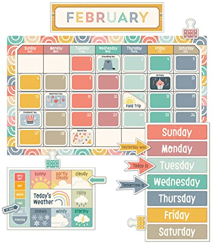 Carson Dellosa We Belong 137 pc Set Wall Calendar, Monthly Headers, Holidays, Birthdays, Number Cover Ups, Seasons, Days of The Week Chart, Boho Decor for Bulletin Board and Classroom Decorations