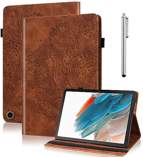 VODEFOX Case for Amazon Kindle Fire Max 11 Case (13th Generation, 2023 Release) 11,PU Leather Folio Stand Embossed Peacock Flower Stand Cover for Fire 11 Tablet - Brown