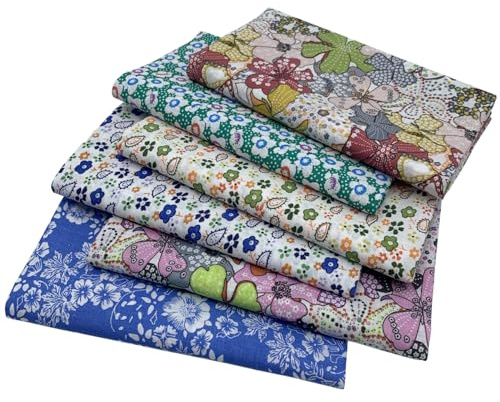 aufodara Tissus Coton Couture 6 pièces 50 x 80 cm Gros Coton Craft Quilting Fabric Textile Patchwork DIY Fait à la Main en Tissu à Coudre (Coloré 01#)