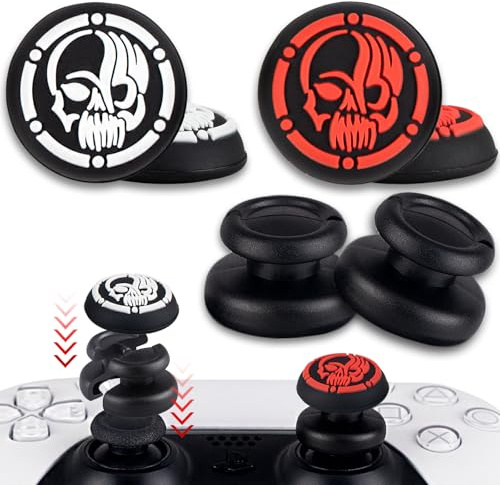 PlayRealm 2 extensores de pulgar que no se caen y 4 agarres para el pulgar para mando de PS5 y PS4 (paquete de calaveras)