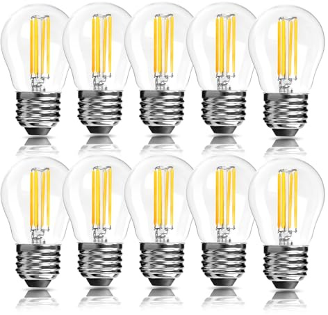 LangPlus+ 10 Stück E27 LED Lampe, Dimmbare G45 Birne, 4W, 40W Äquivalent E27 Sockel Globus Glühlampe, Warmweiß 2700K, LED Filament Fadenlampe für Pendelleuchten, Deckenventilator