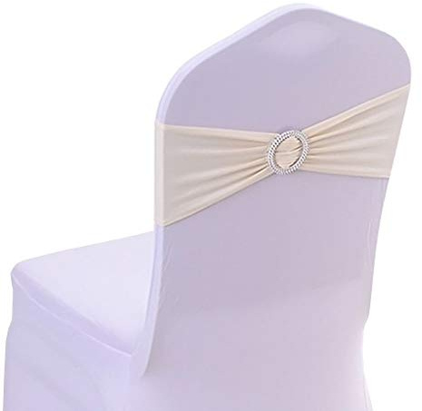 Banda elástica para silla deslizante con hebilla y lazos para fiestas, bodas, eventos, 1 unidad, 14 cm x 36 cm