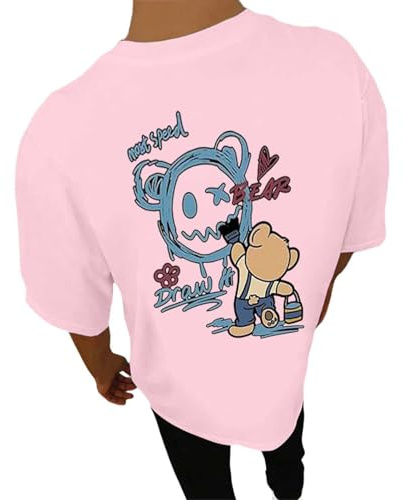 Foweknow Camiseta para hombre de gran tamaño con impresión en la espalda, estampado de osos, camiseta de manga corta con cuello redondo, impresión en la espalda, camiseta de verano, para el gimnasio