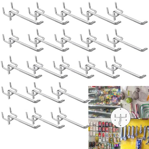 Lochwand Haken 20 Stück, Pegboard Haken für Stecktafel und Werkzeugwand, Robuste Lochwandhaken für Garage, Verkaufsdisplays, Werkstatt und Regal(10 cm)